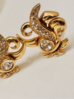 Vintage Swarovski SAL Gold and Clear Rhinestone Clip Earrigs